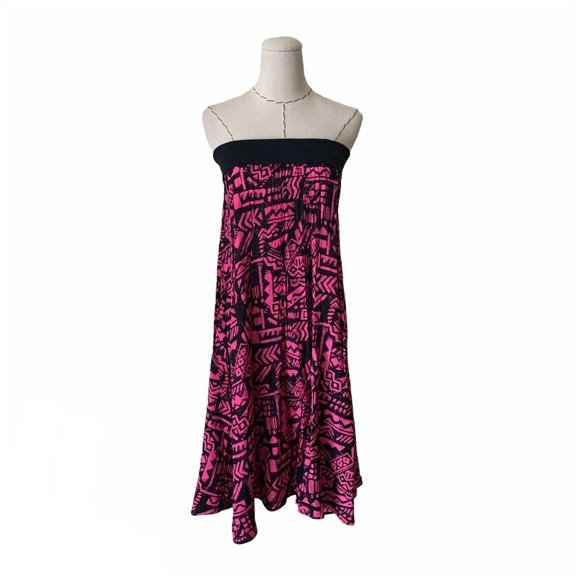 Vintage 80s 2 Piece Pink Top & Skirt Tribal Print Carrie Bradshaw Keith Haring - Picture 9 of 12